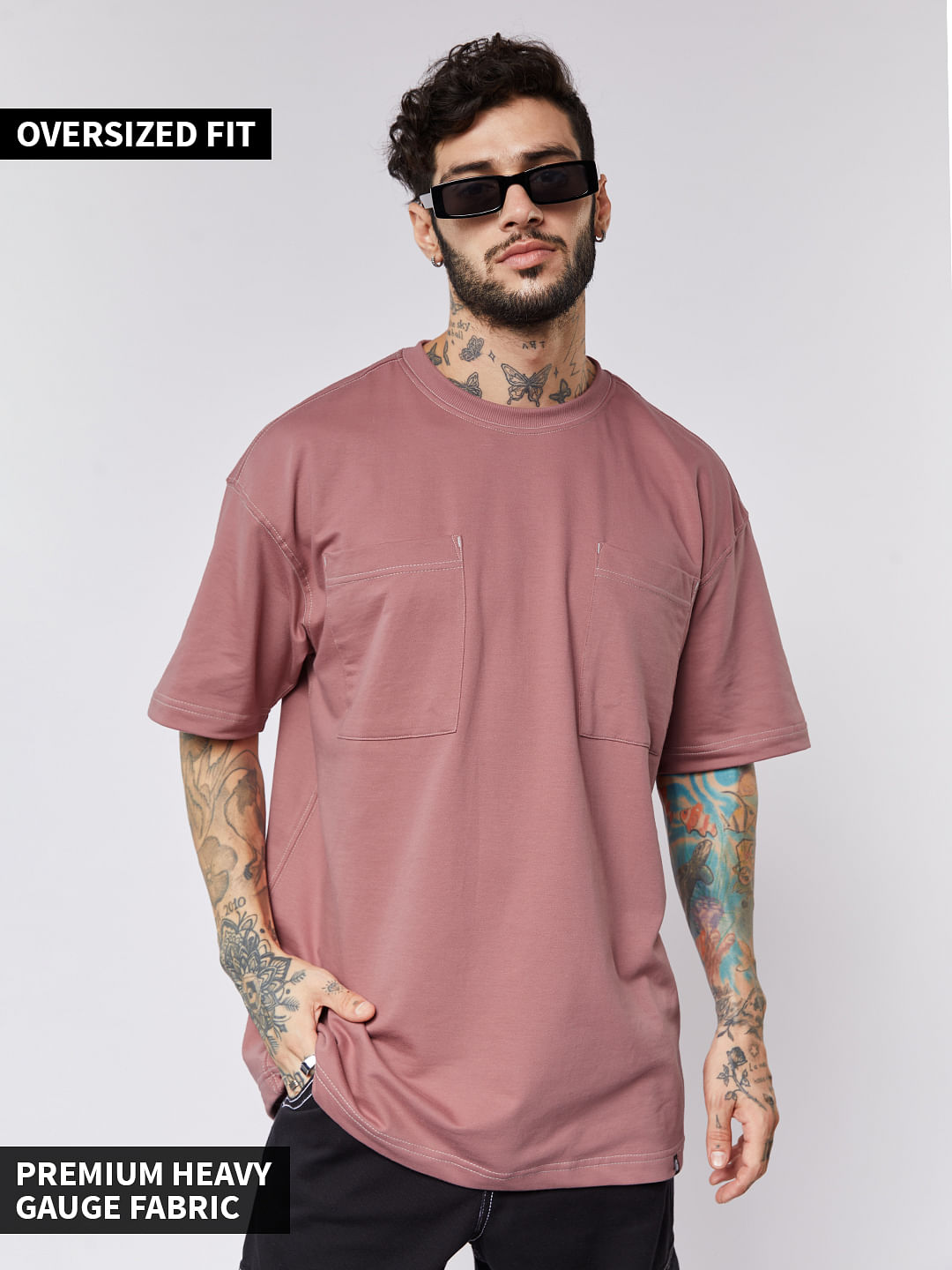 Buy Solids: Dusty Rose Oversized T-Shirts Online