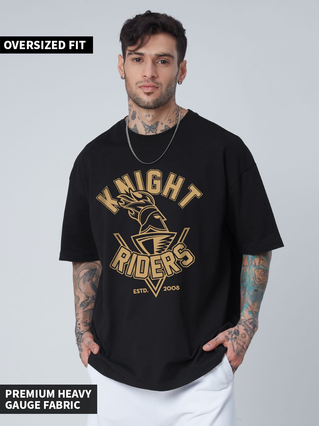 Buy KKR Knight Black Oversized TShirts Online