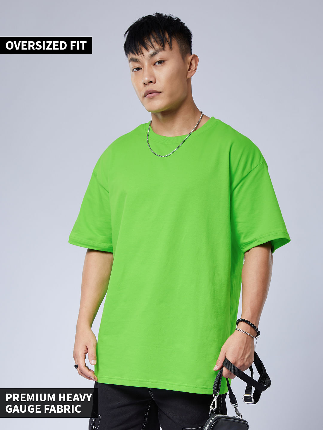 Buy Solids: Lime Oversized T-Shirts Online