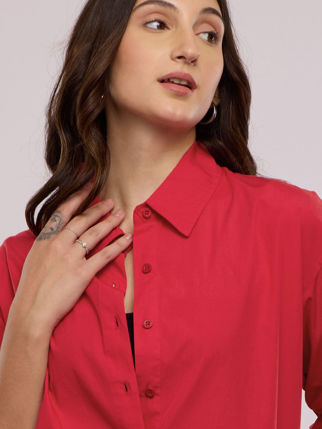 Buy Solids Classic Red Women Boyfriend Shirts Online