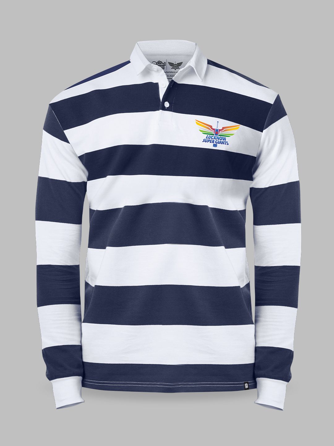 Buy LSG Navy Striped Men Rugby Polos