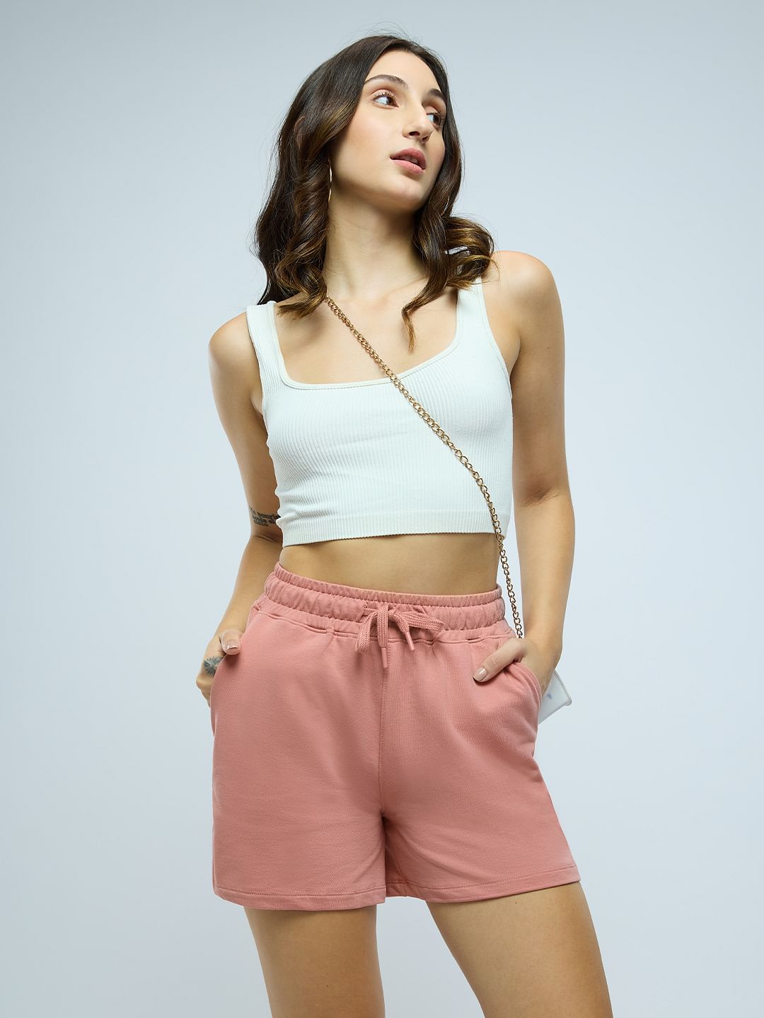 Buy Solids: Salmon Womens Lounge Shorts Online