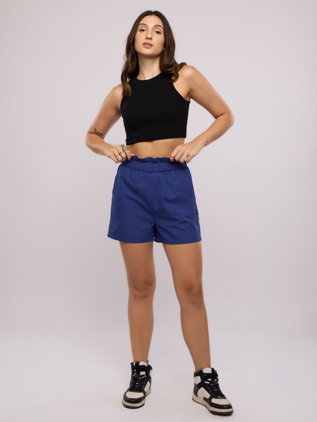 Buy Solids Electric Blue Women Shorts Online