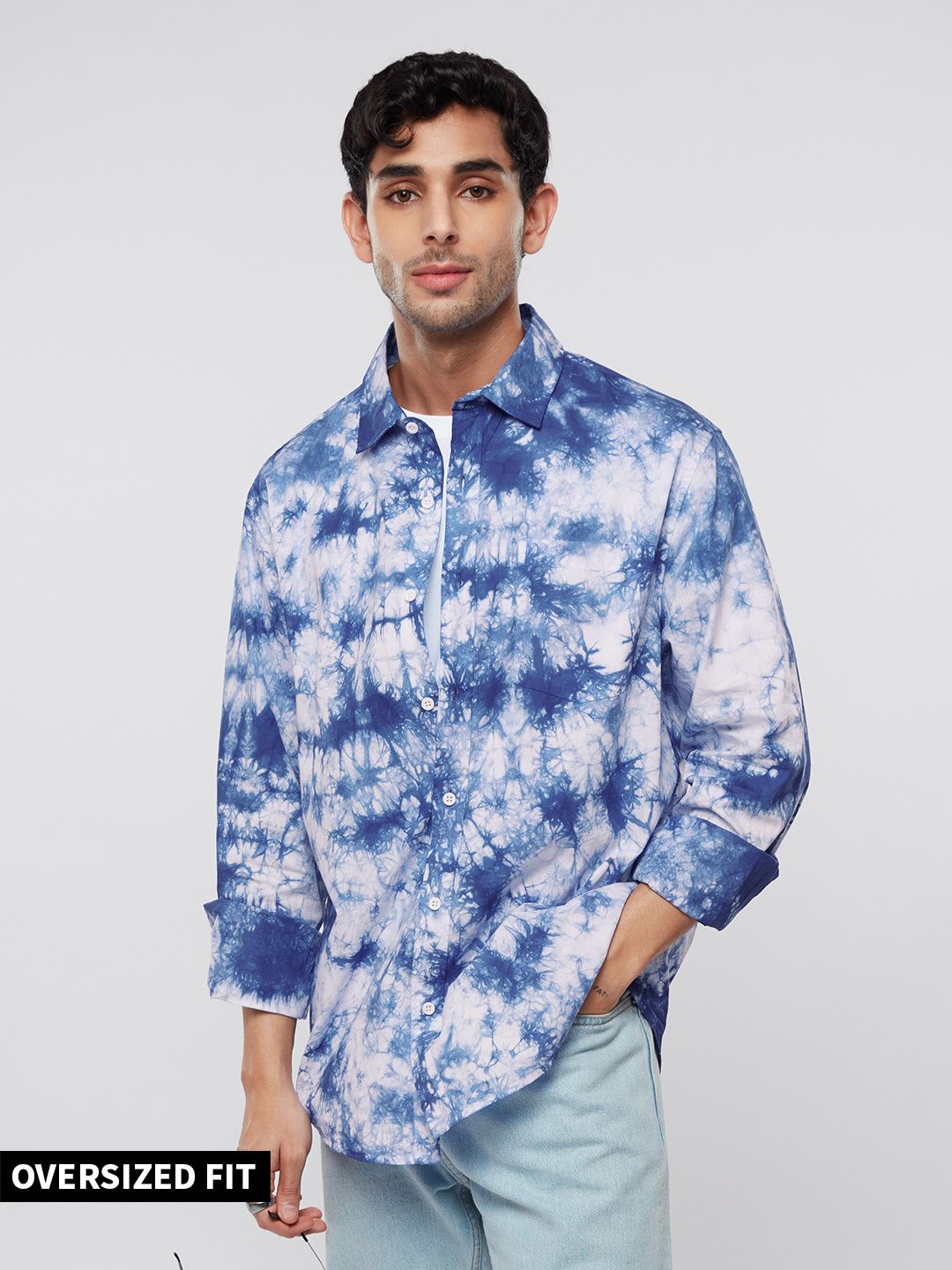 Buy Tie Dye Blue Men Relaxed Shirts Online