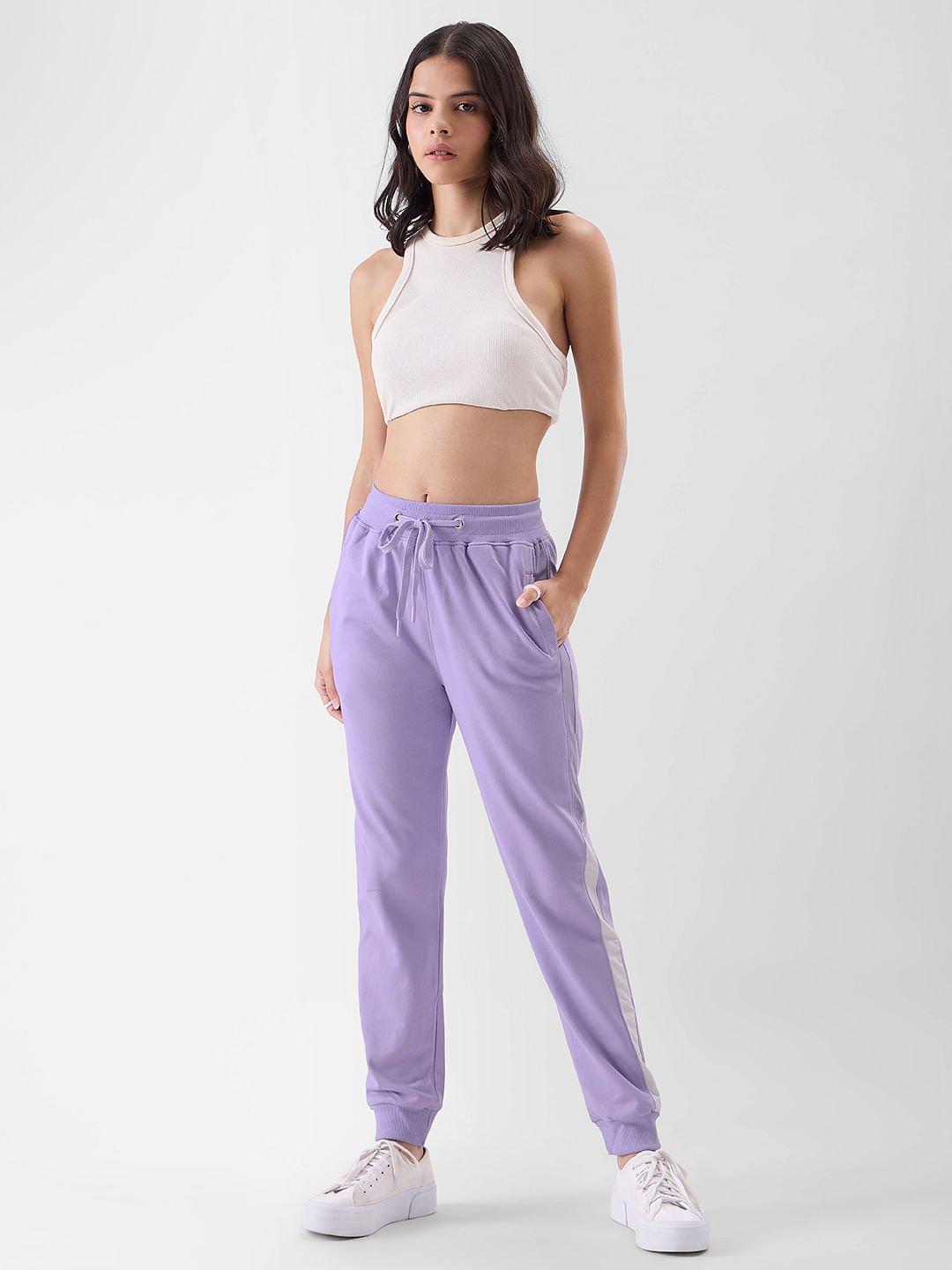 Buy Solids Deep Lavender Women Jogger Online