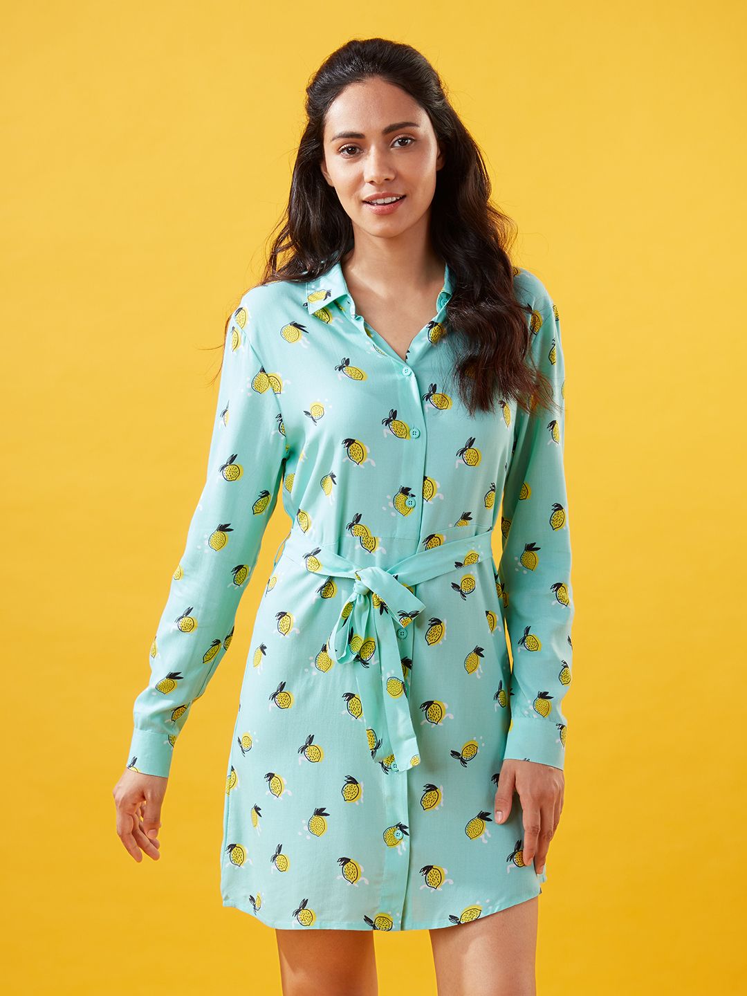 Casero & Associates Lemonade Dotted Pleat Dress