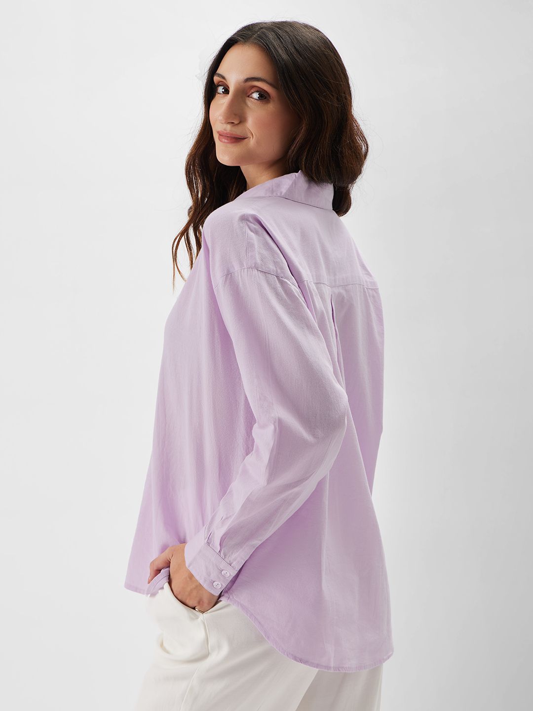 Buy Solids Lavender Boyfriend Shirt Womens Online