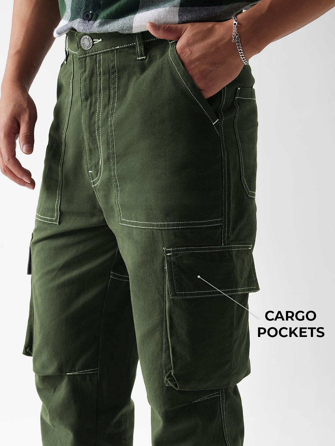 Buy Solids: Olive Mens Cargo Pants Online
