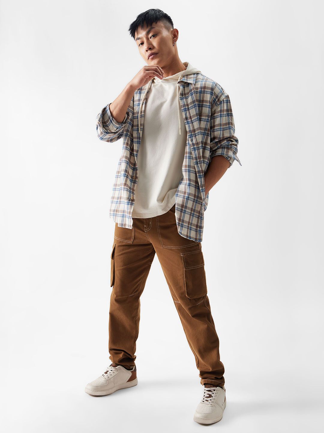 Buy Solids Khaki Mens Cargo Pants Online