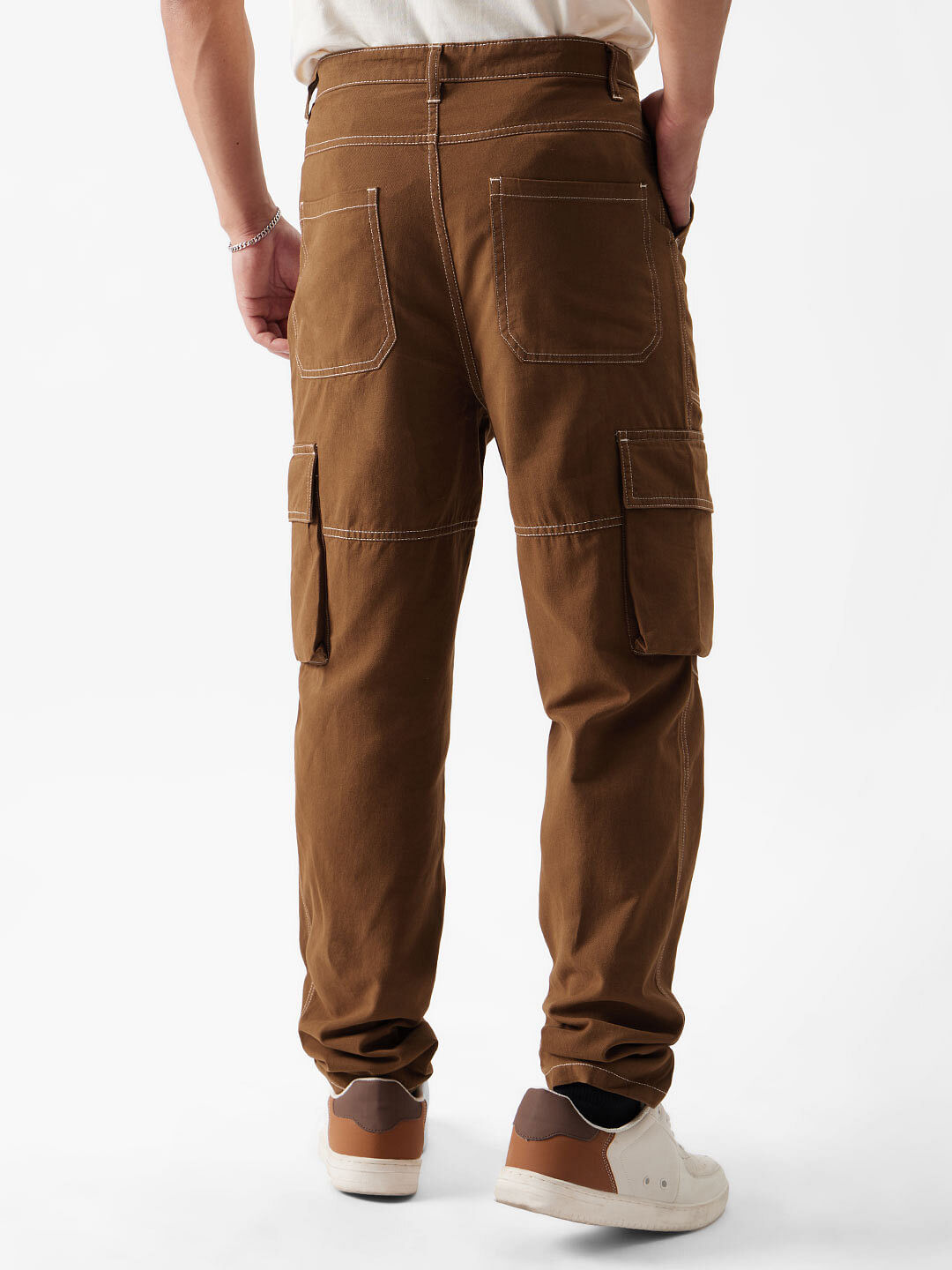 Buy Solids: Khaki Mens Cargo Pants Online