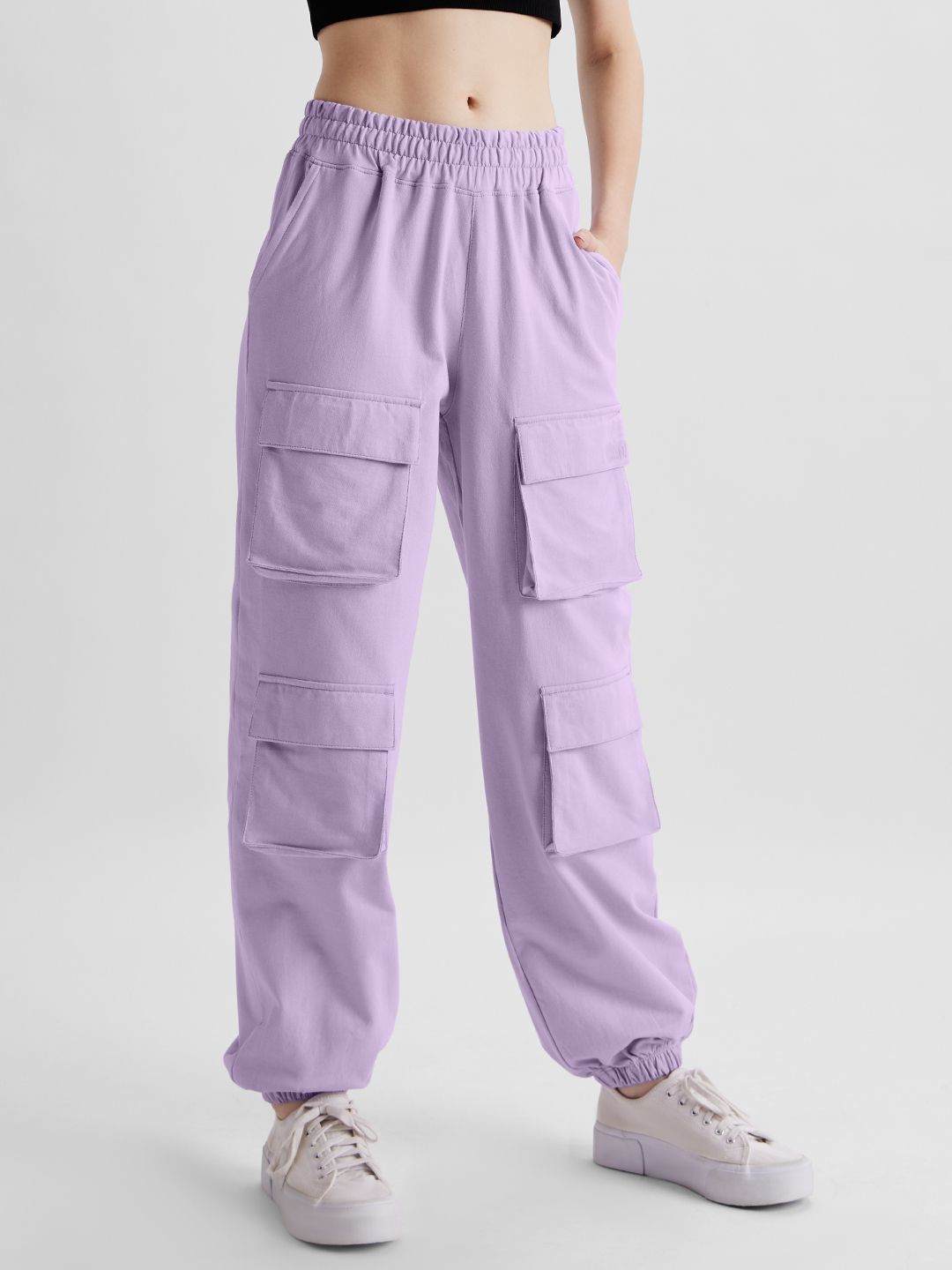 Women Lavender Garment Dyed Joggers