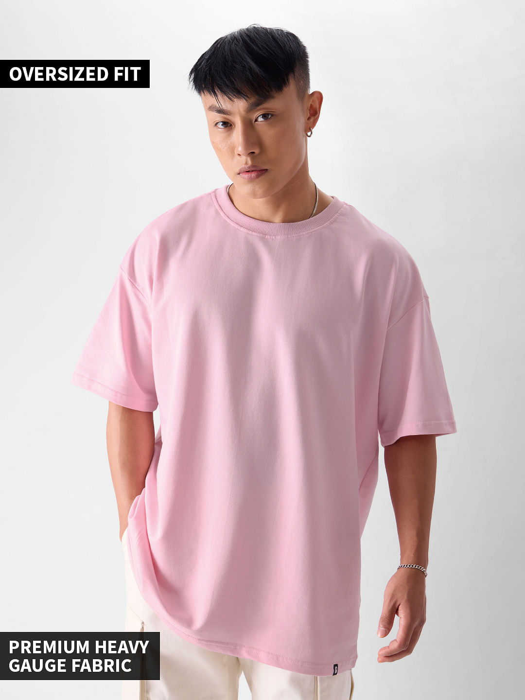 Buy Solids: Baby Pink Oversized T-Shirts Online