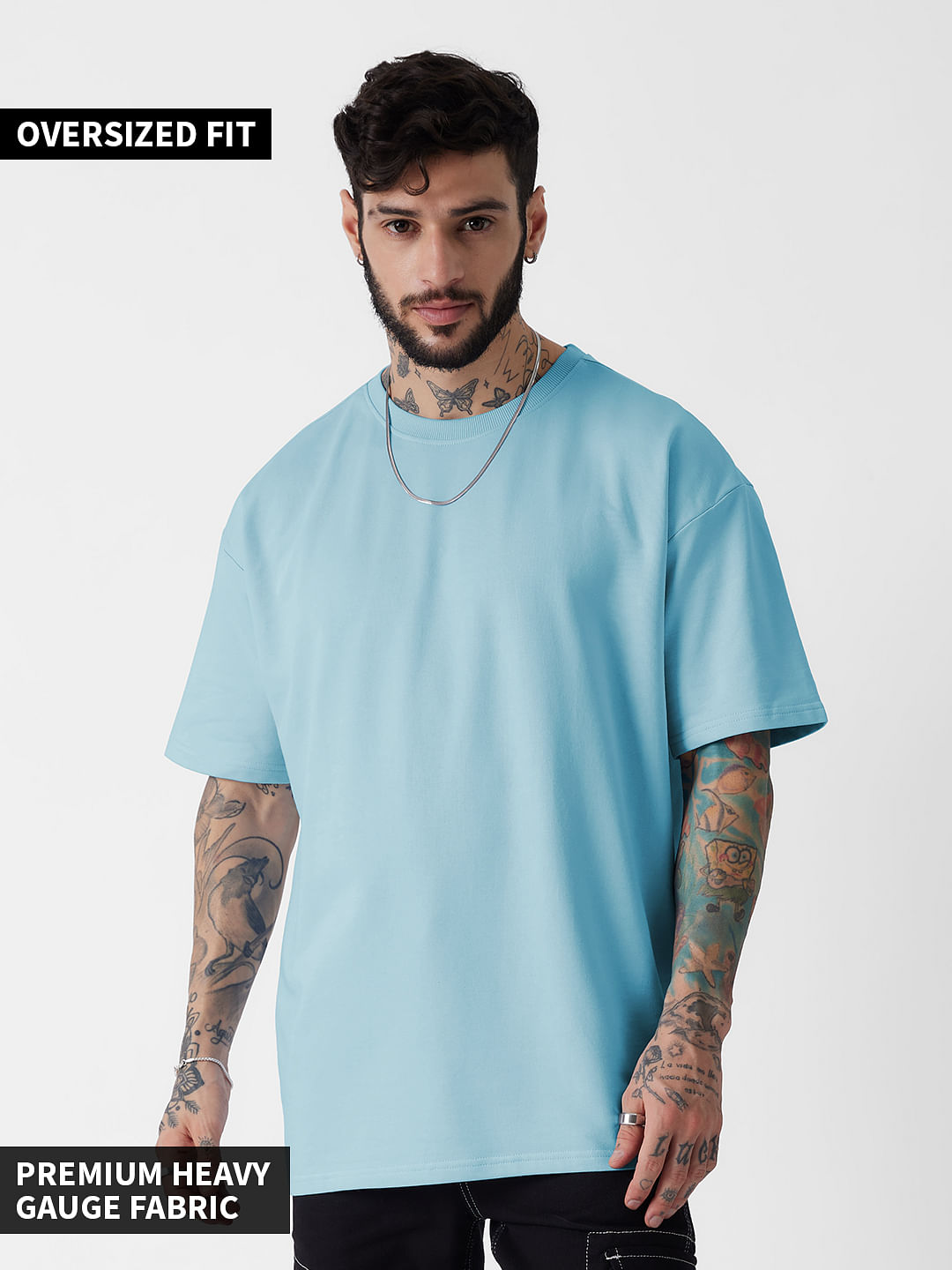 Buy Solids: Sky Oversized T-Shirts Online