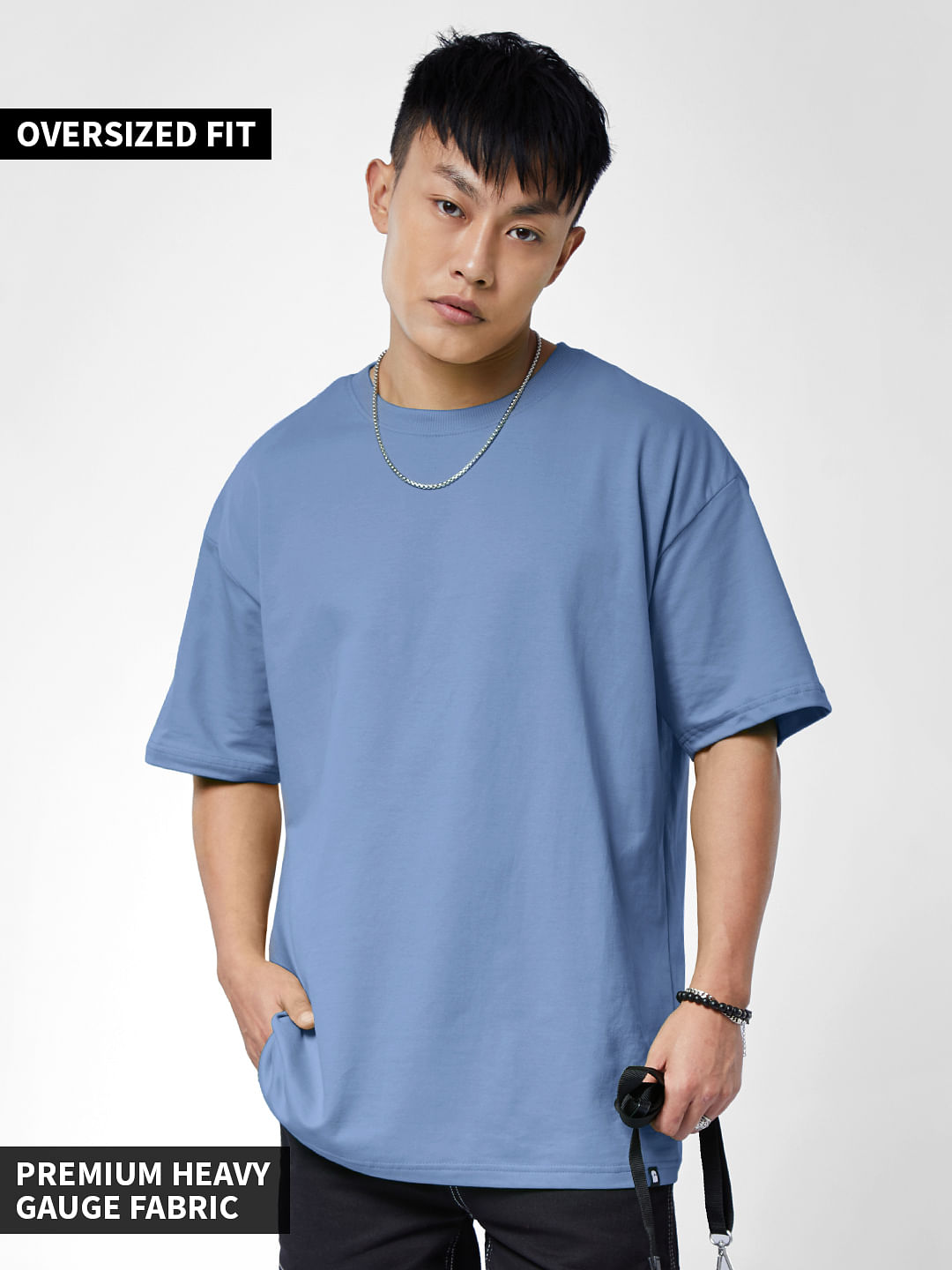 Buy Solids: Snow Oversized T-shirts Online