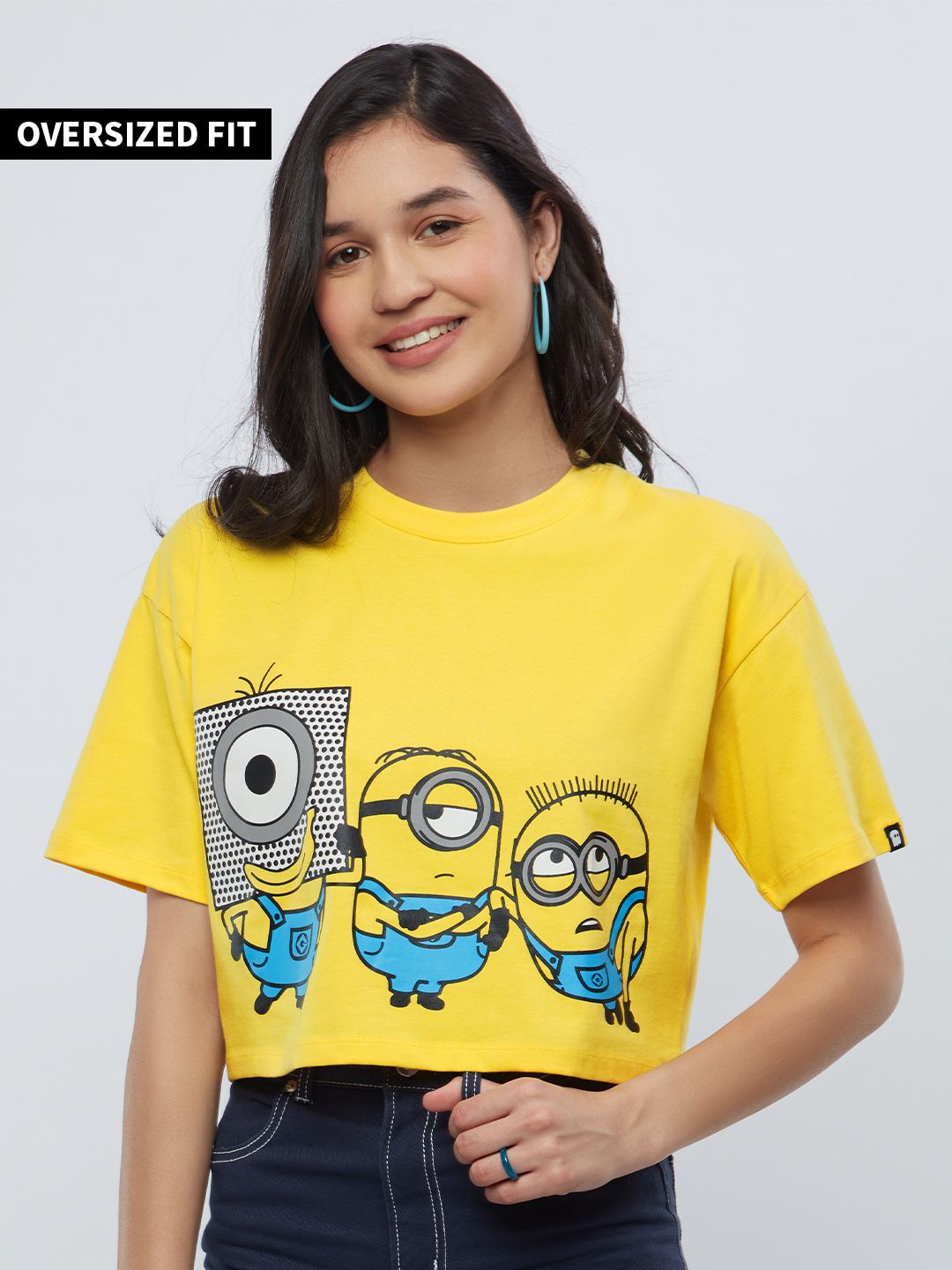 Buy Official Minions Stay Weird, Stay Happy Women Oversized Crop Top