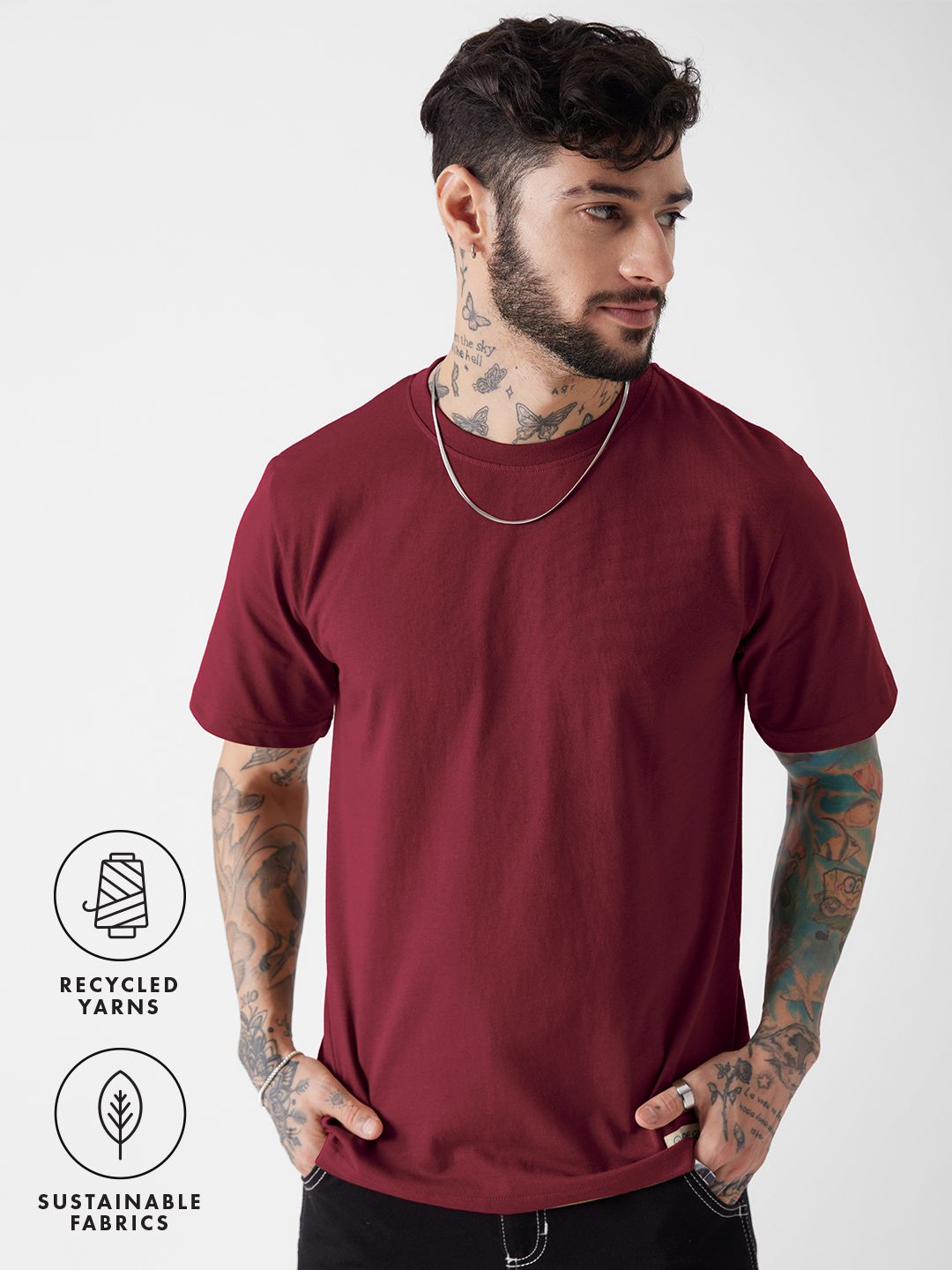 Buy Solids Rosewood Men Relaxed Fit Tshirt Online