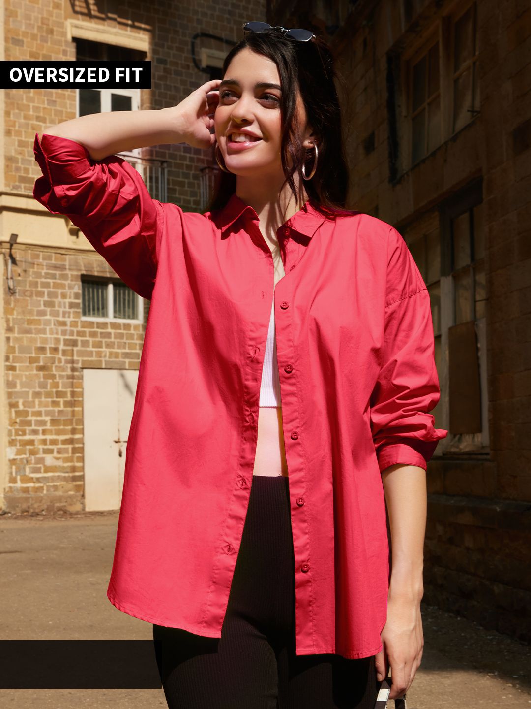 Buy Solids Classic Red Women Boyfriend Shirts Online