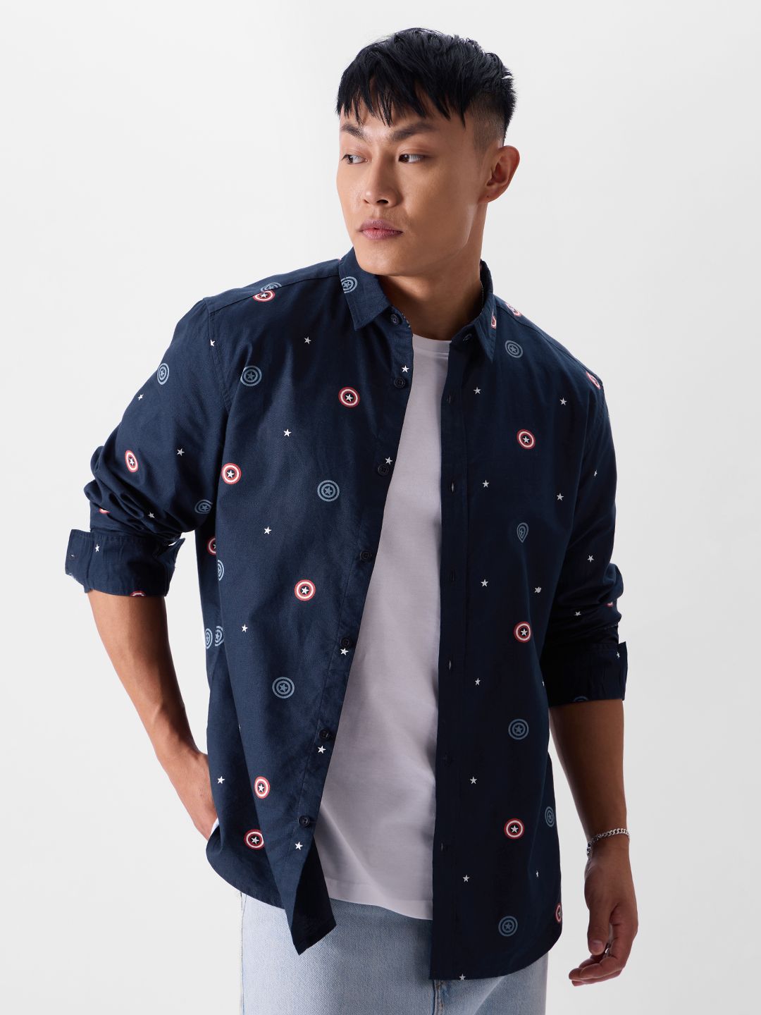 Buy Captain America Pattern Men's Shirt Online