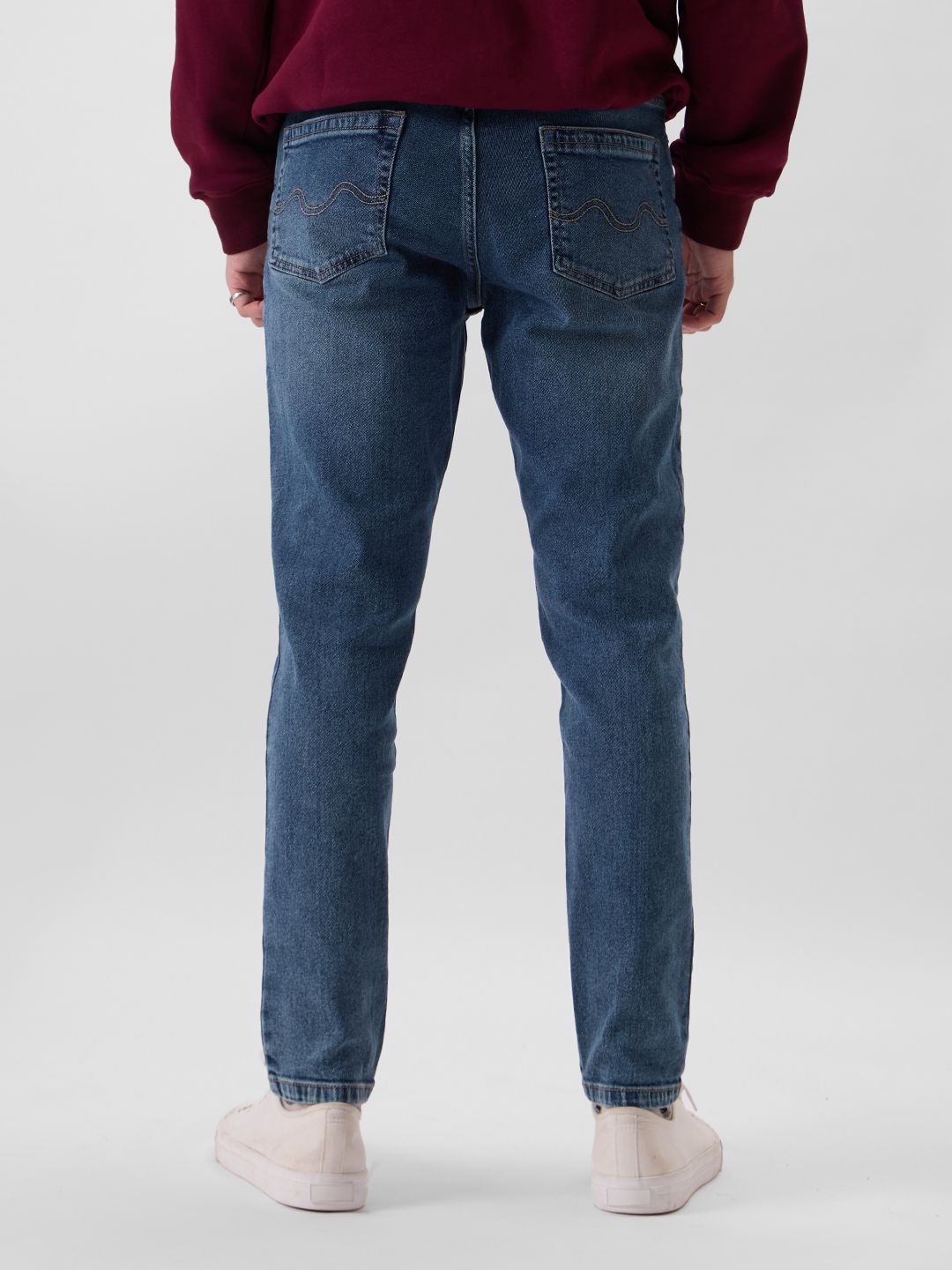 Buy Solids Mid Blue (Slim Fit) Men Jeans Online
