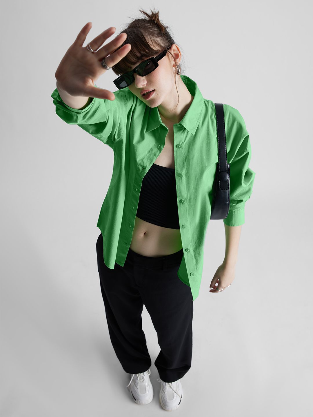 Buy Solids Green Ash Boyfriend Shirt Online