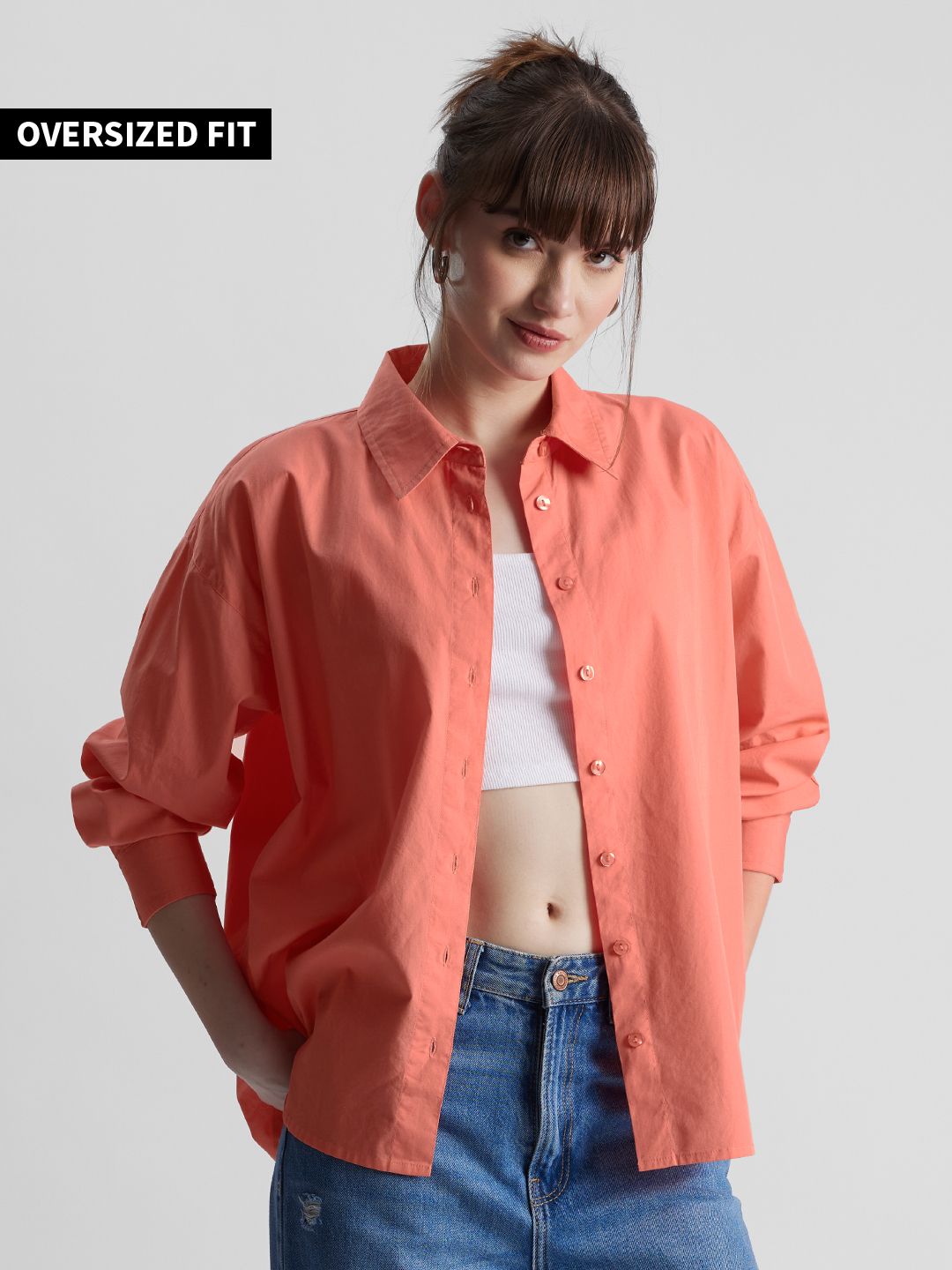 Buy Solids Fusion Coral Boyfriend Shirt Online