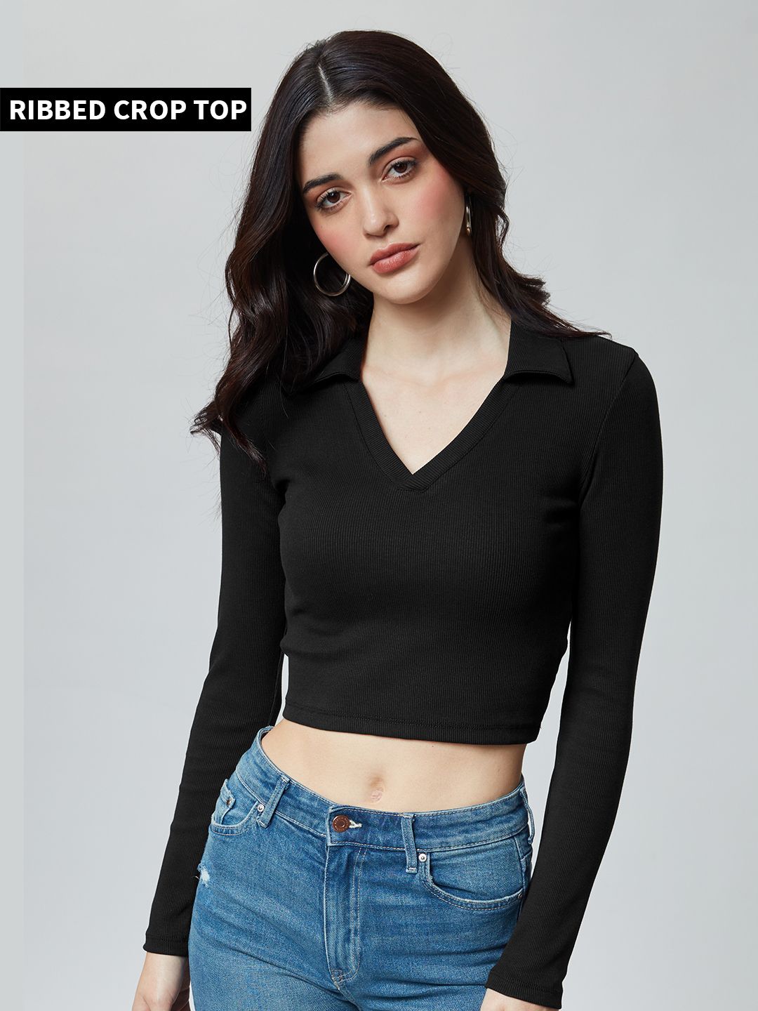 Buy Solids Black (VNeck) Women's Rugby Polo online at The Souled Store