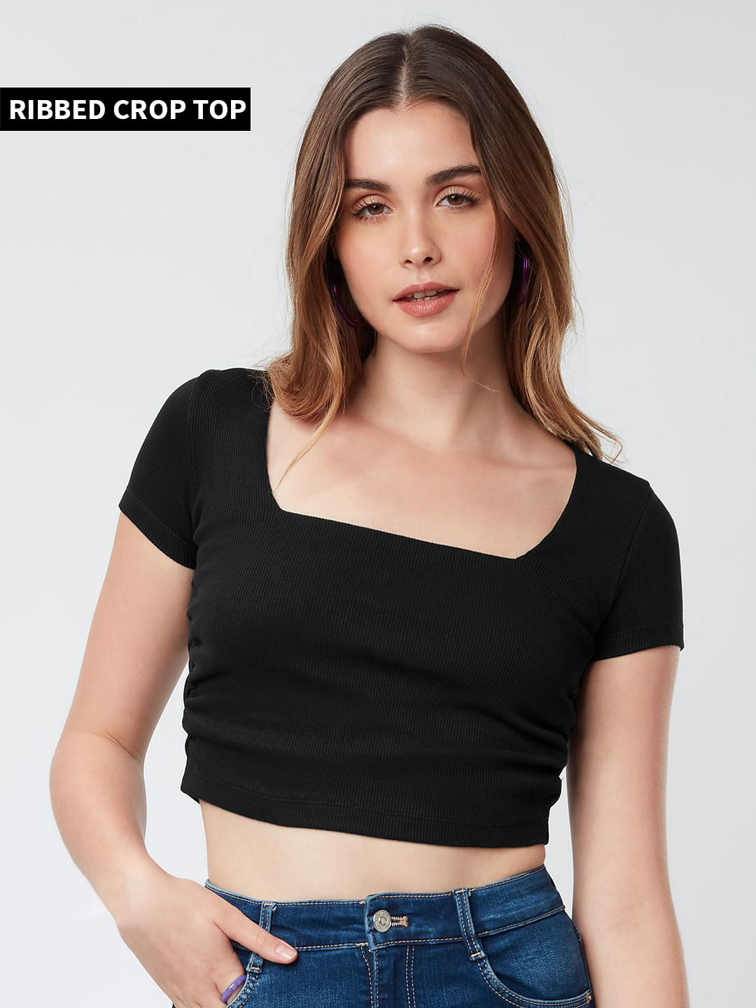 Buy Solids Black Square Neck Womens Crop Tops Online At The Souled Store 5210