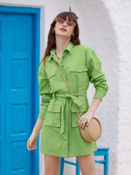 Buy Solids Light Olive Women Dress Online