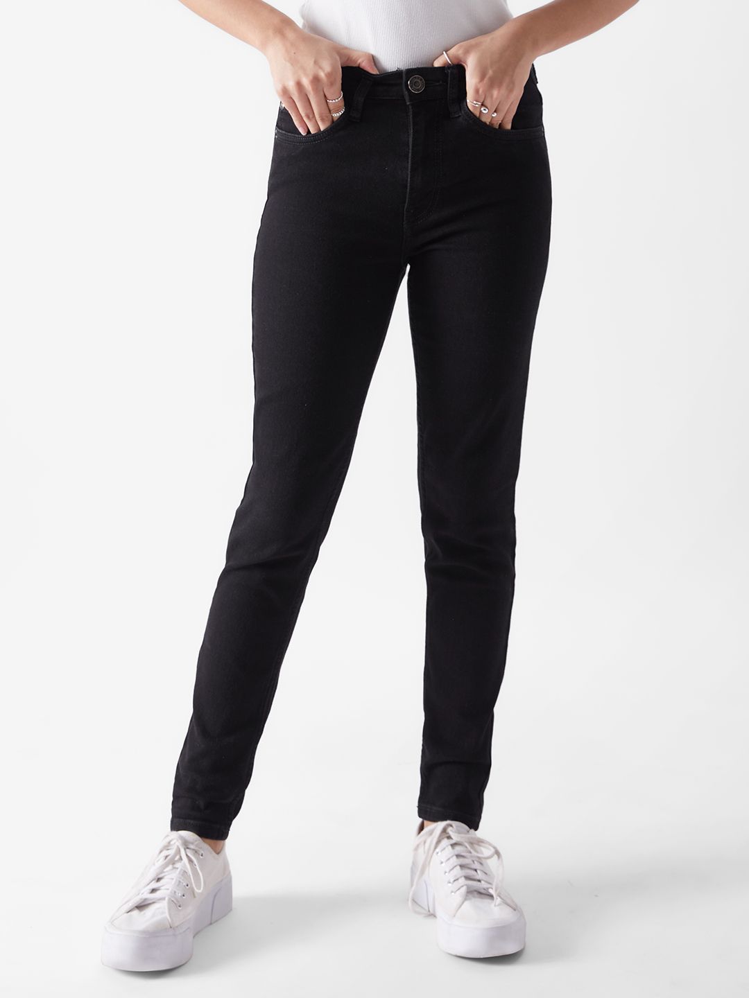 Buy Solids Black Women Jeans Online