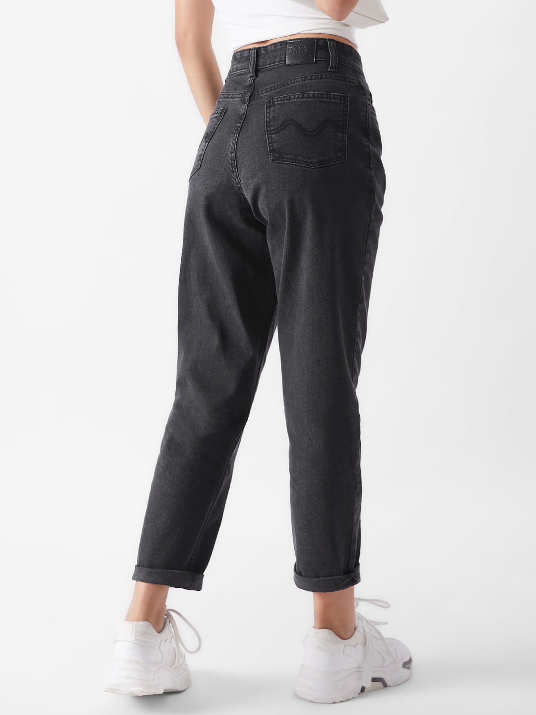Buy Solids: Carbon Black (Mom Fit) Women Jeans Online