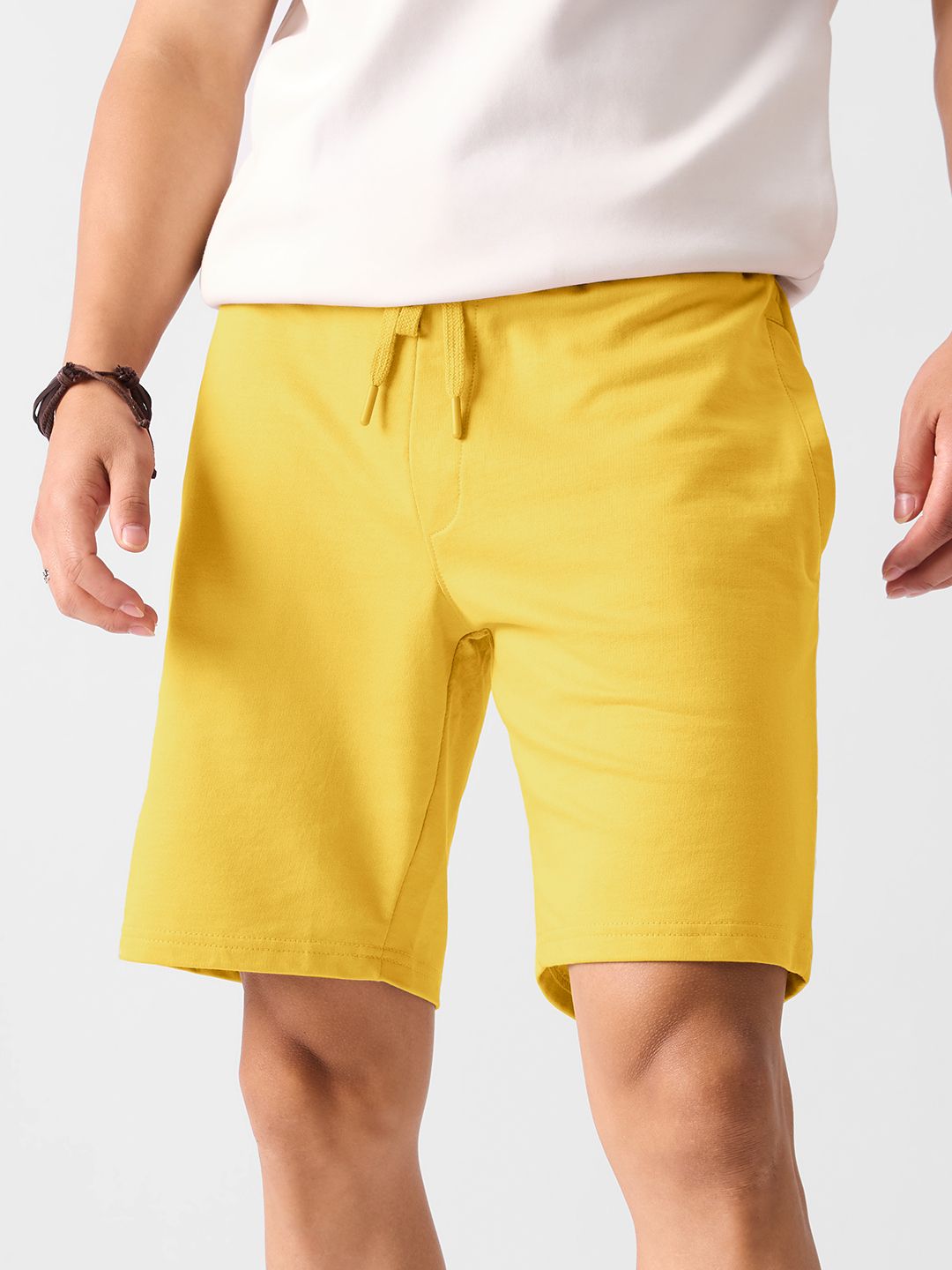 Buy Solids Mustard Yellow Sweatshorts Online