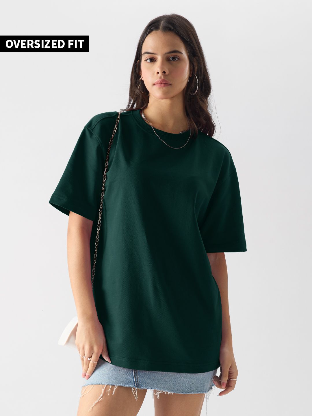 Buy Solids Emerald Green Boyfriend Tshirt Online