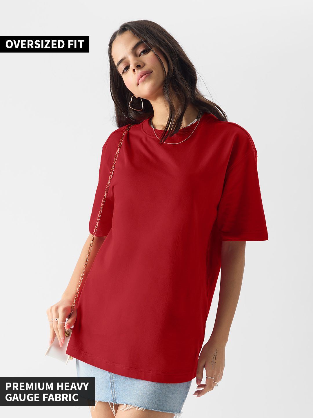 Buy Solids Classic Red Boyfriend TShirts Online