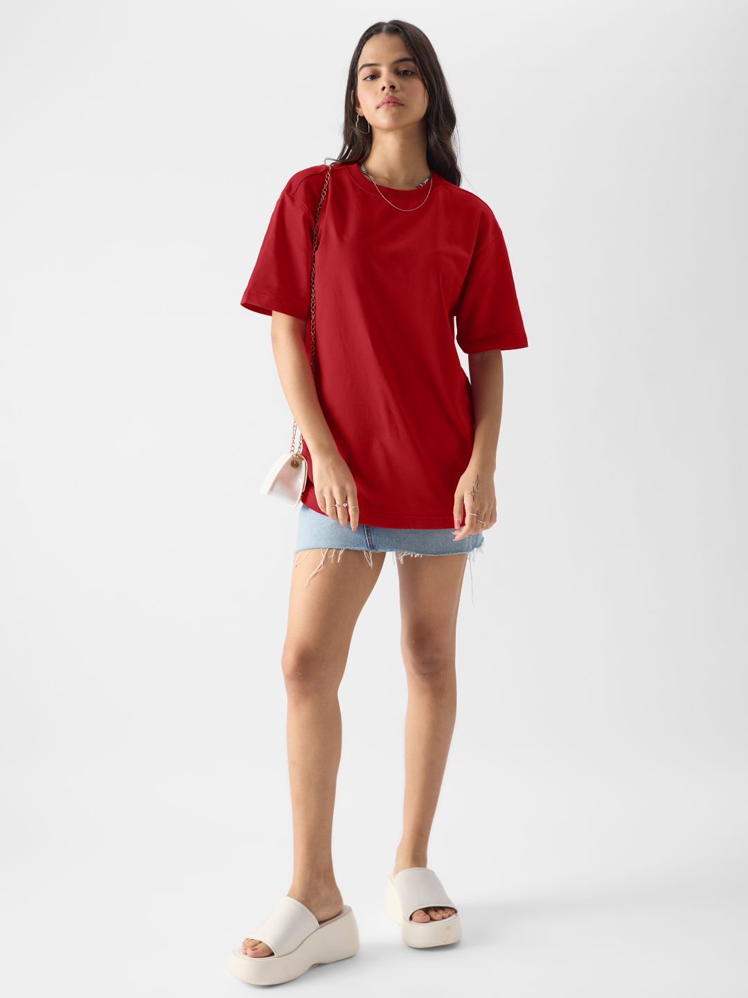 Buy Solids Classic Red Boyfriend TShirts Online