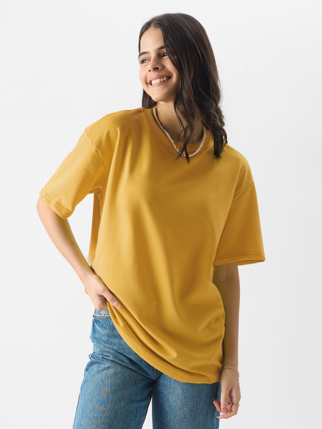 Buy Solids Yellow Boyfriend Tshirt Online