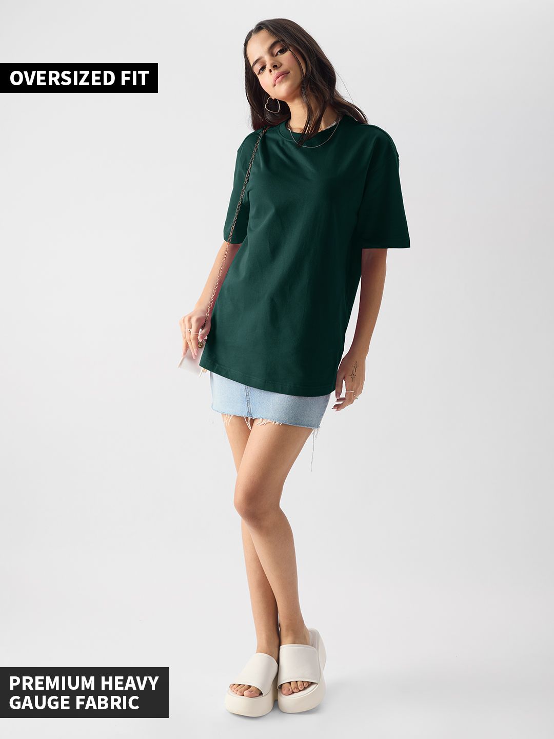 Buy Solids Emerald Green Boyfriend Tshirt Online