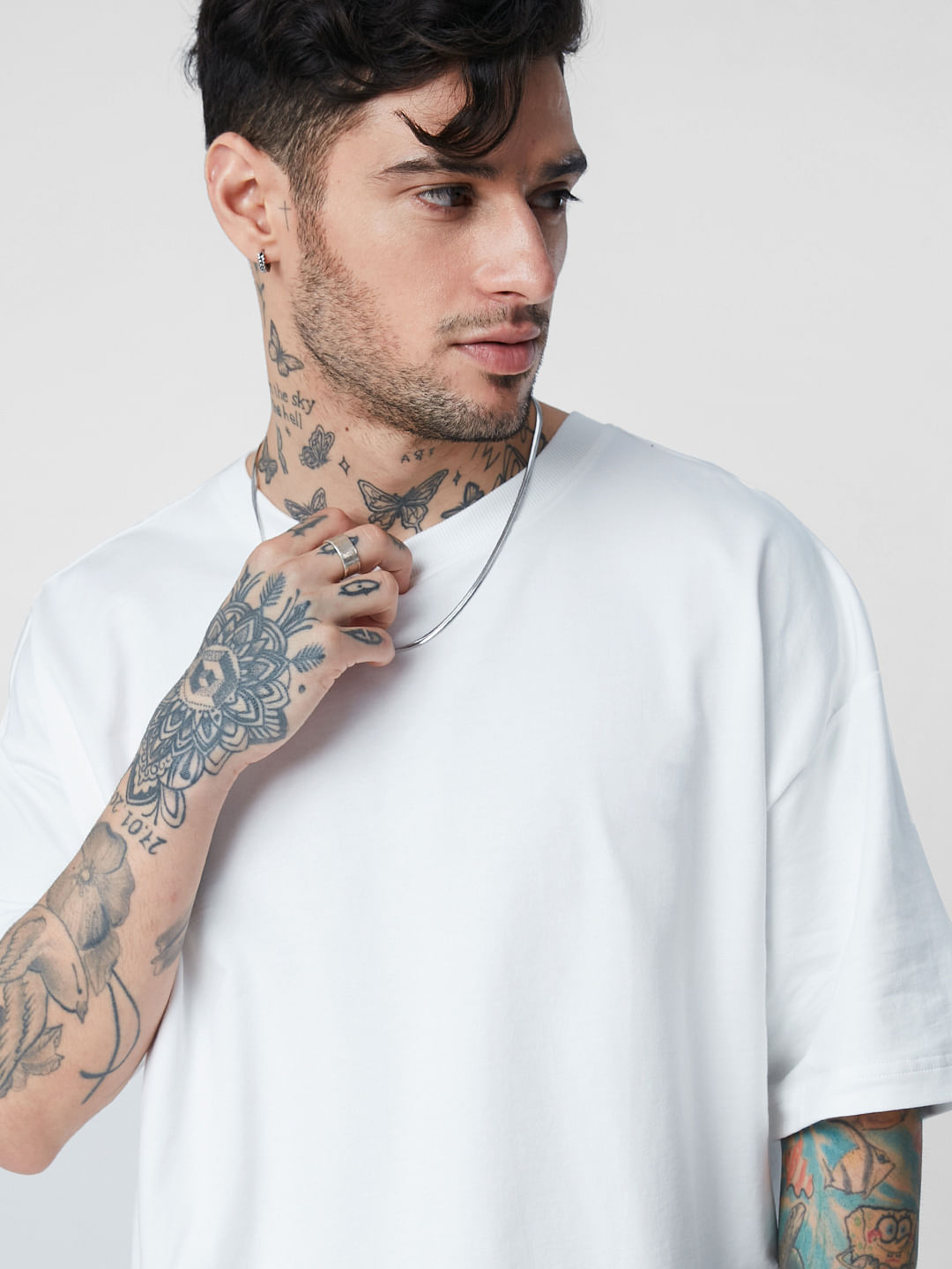 Buy Solids: White (Oversized) T-Shirts Online