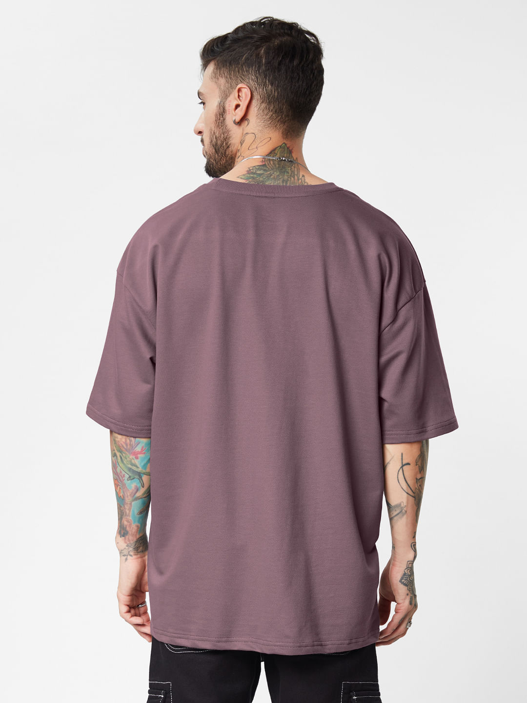 Buy Solid Mauve Oversized T-shirt Online