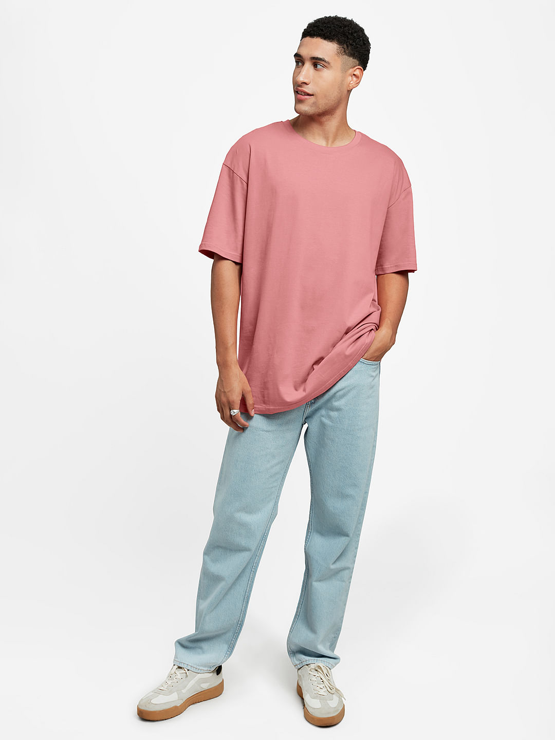 Buy Basic Solids: Salmon Pink Oversized T-shirt Online