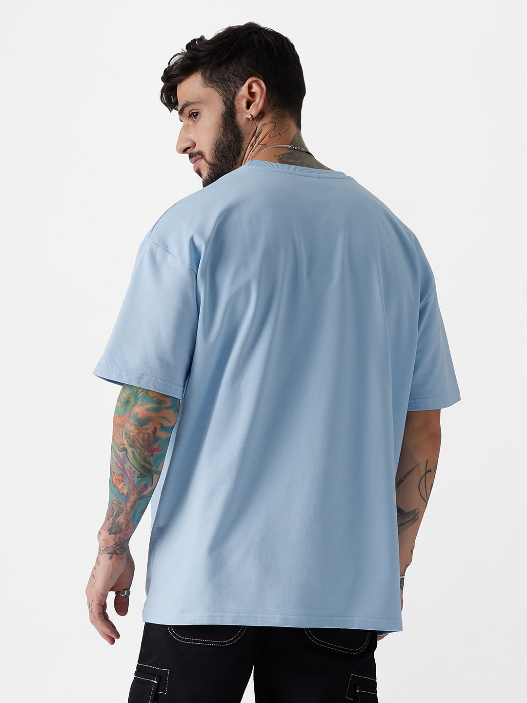 Buy Solids: Powder Blue Oversized T-Shirts Online