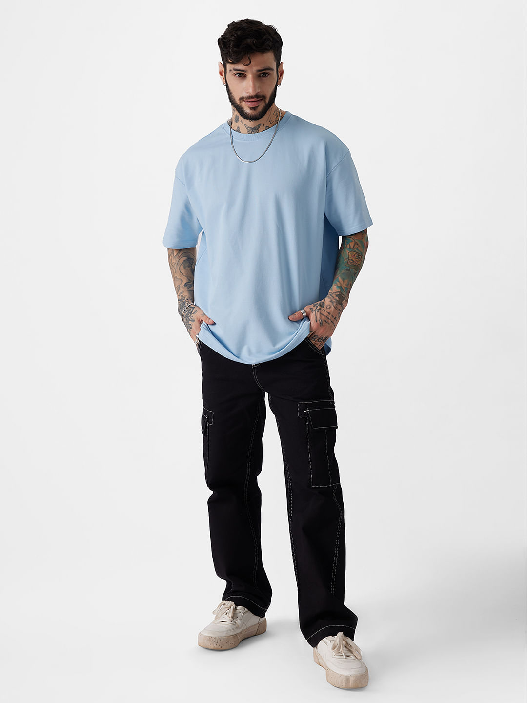 Buy Solids: Powder Blue Oversized T-Shirts Online