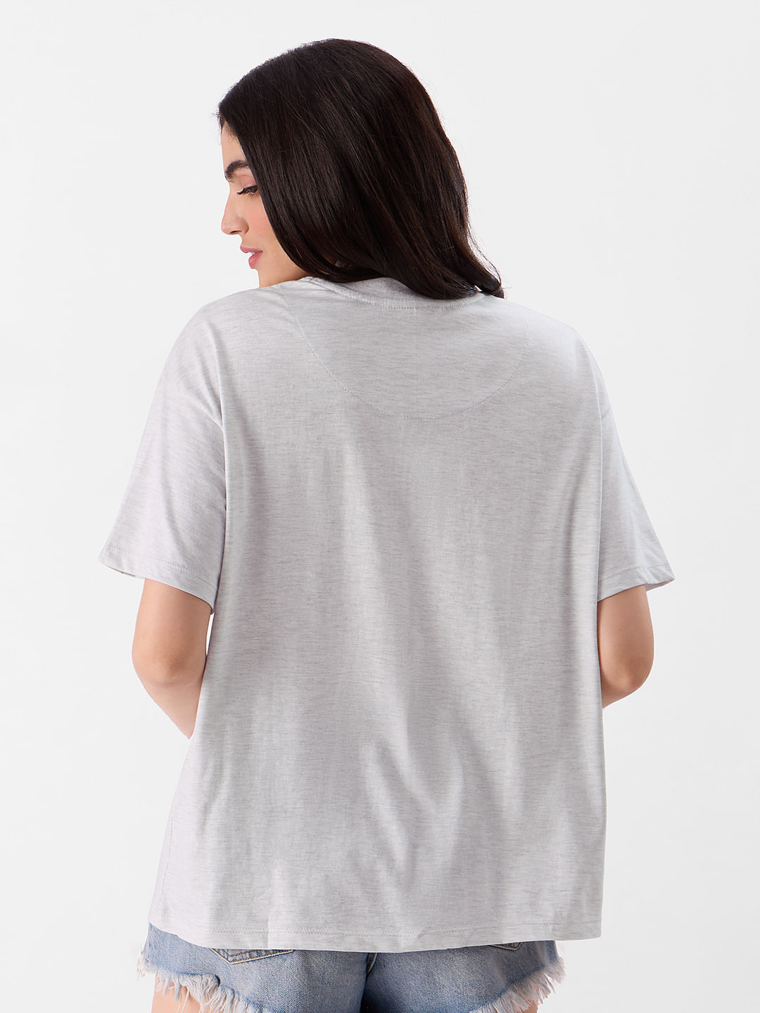 Buy Solids: Bleach Melange Women Oversized T-Shirts Online