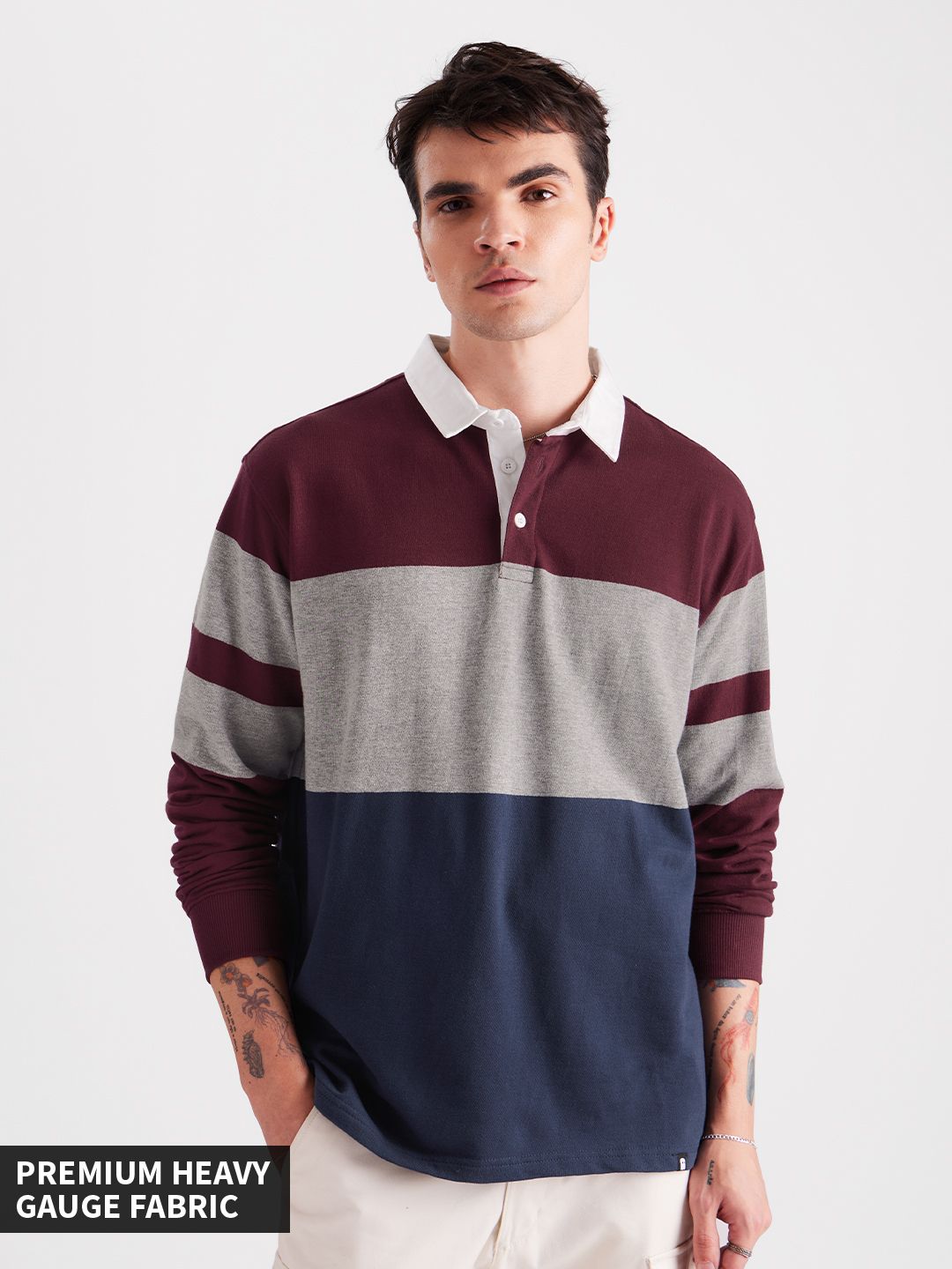 Structure Rugby Polo Buy Solids: Burgundy, Grey, Blue Men Rugby Polos Online
