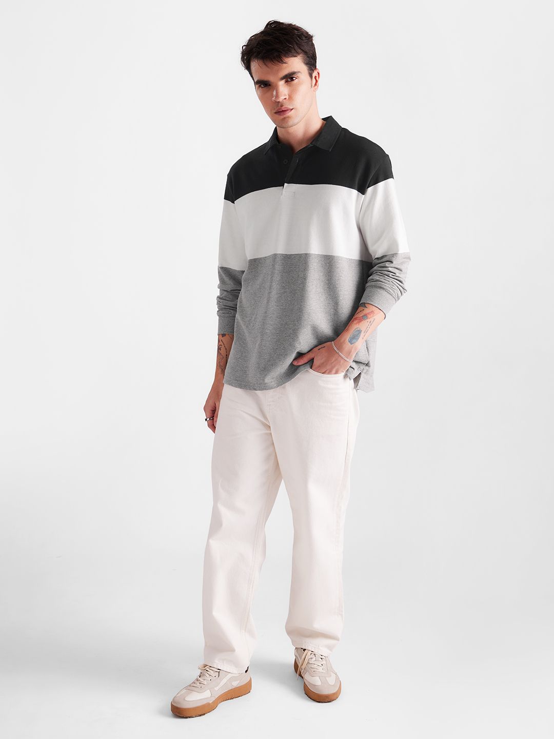 Buy Solids Black, White, Grey Men Rugby Polos Online