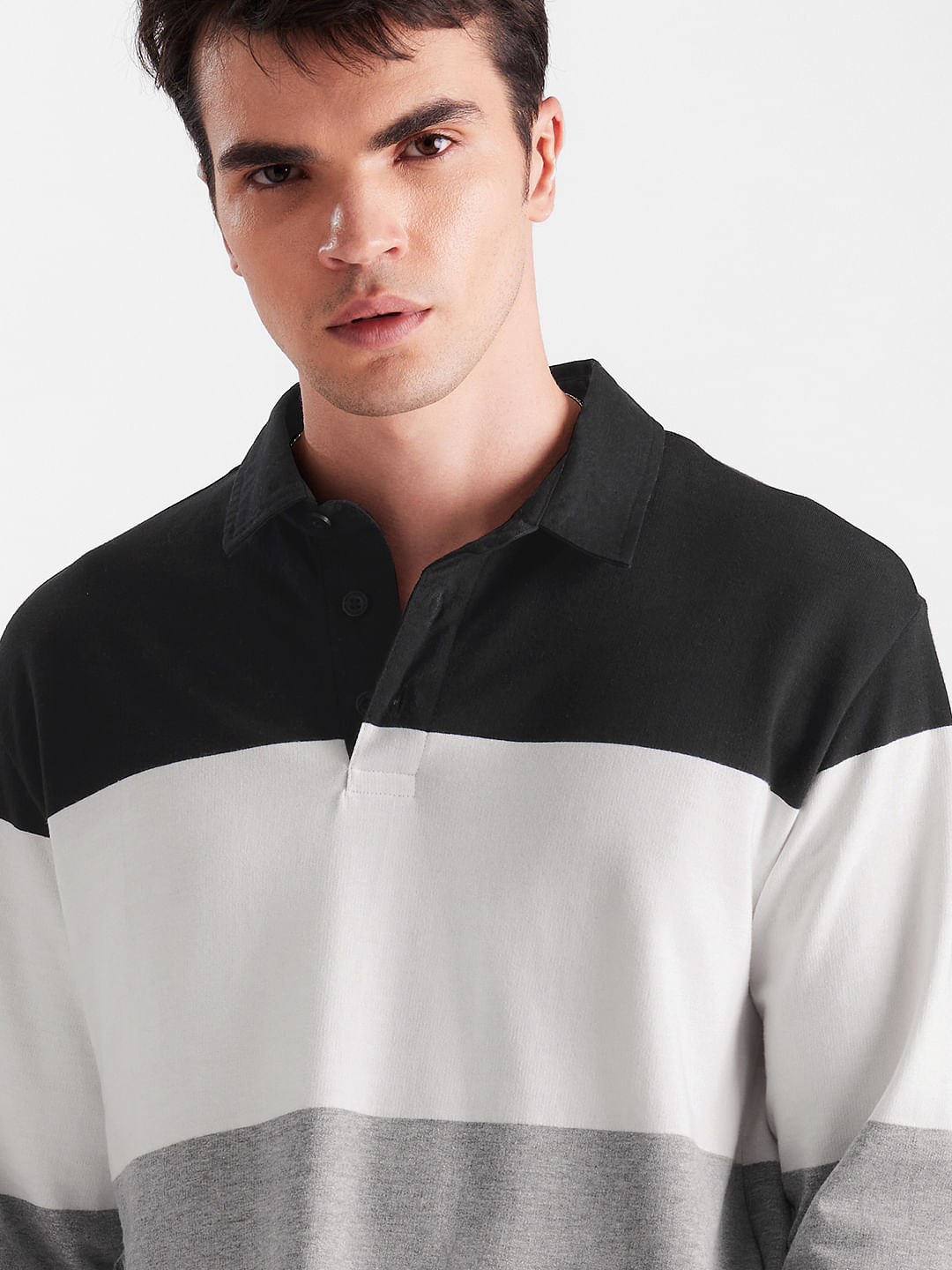 Buy Solids: Black, White, Grey Men Rugby Polos Online