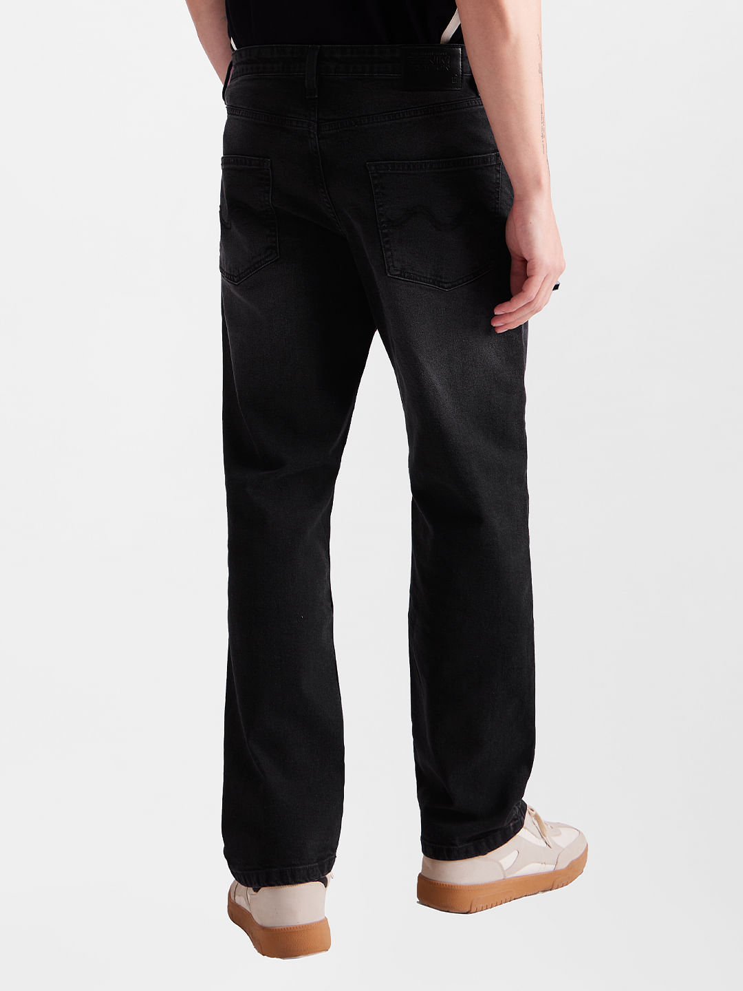Buy Solids: Black (Straight Fit) Men Straight Fit Jeans Online