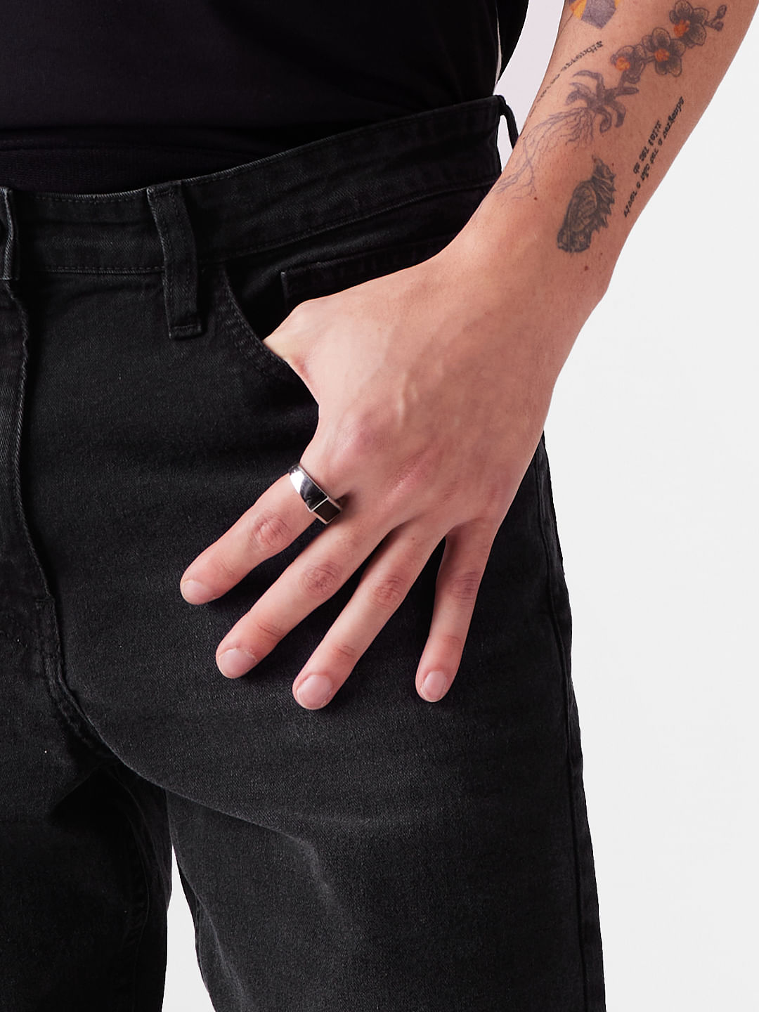 Buy Solids: Black (Straight Fit) Men Straight Fit Jeans Online