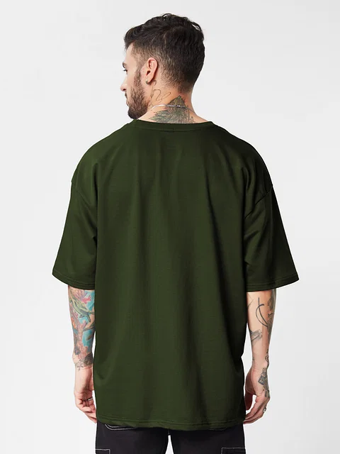 Buy Solids: Olive (Oversized) T-Shirts Online