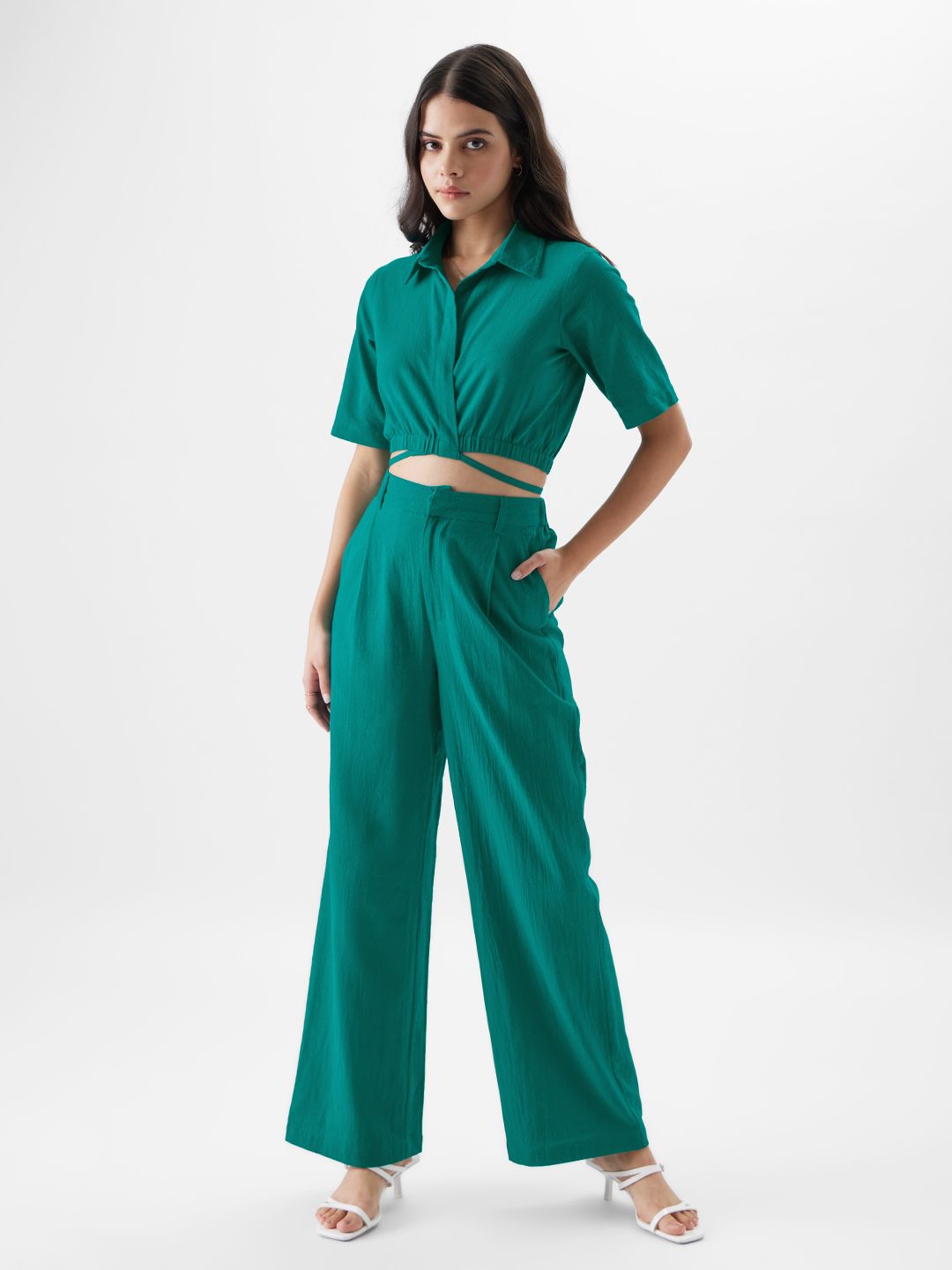 Essential Solids: Teal Green Women Cropped Tops online