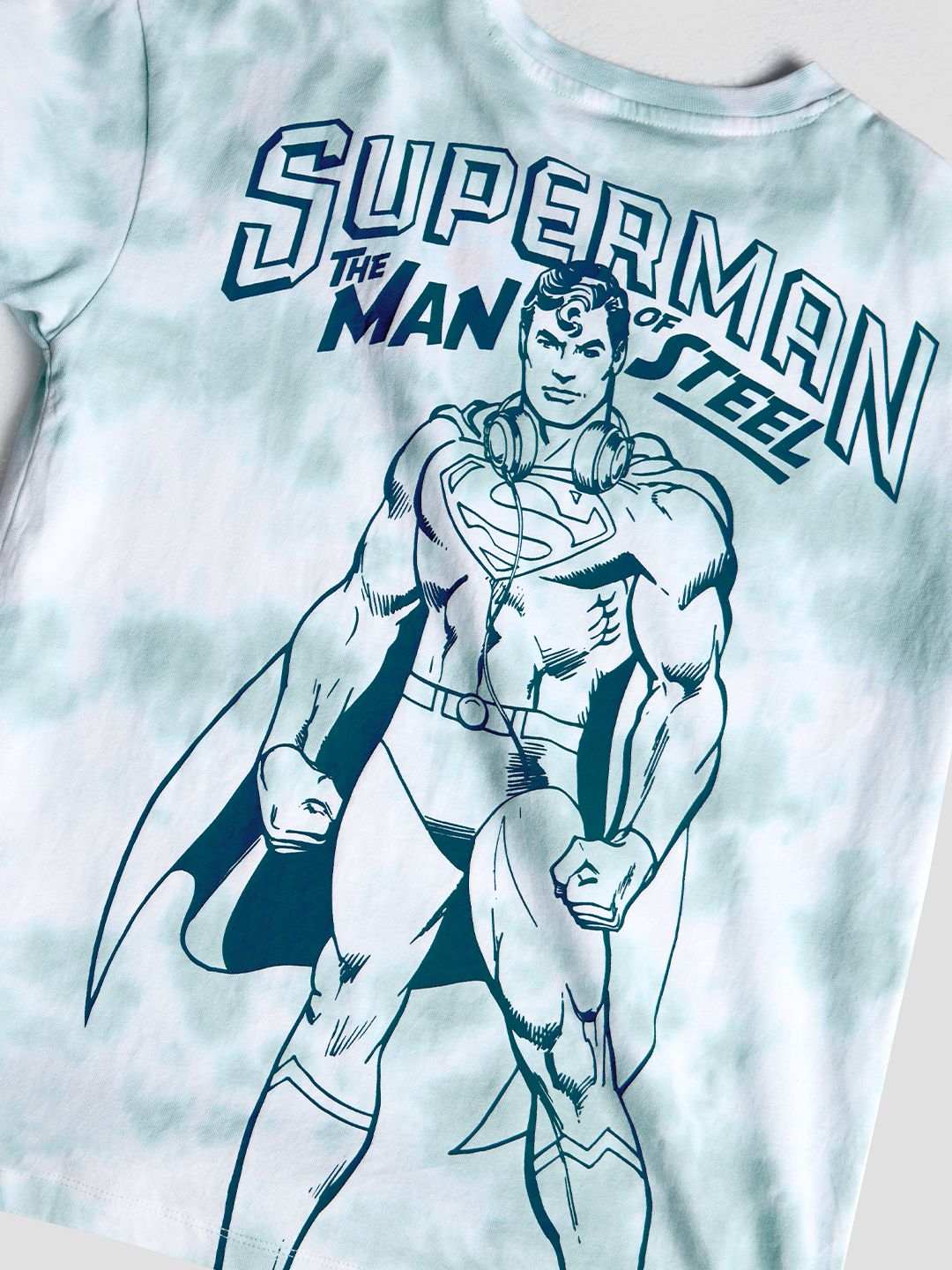 Buy Superman Metropolis Blue (Tie Dye) Boys Cotton Oversized TShirts